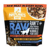 Nature's Diet Raw Mix Kibble chicken-chunks in bowl show high-protein grain-free nutrition