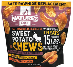 Nature's Diet Sweet Potato Chews XL bag front view supports natural dog chewing