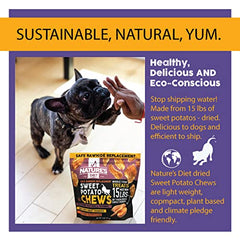 Nature's Diet Sweet Potato Chews XL dog chewing outdoors during playtime, great reward