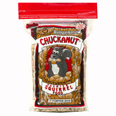 Nature's Nuts Chuckanut Premium Squirrel Food packaging close-up shows premium seeds.