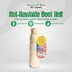 Nature's Own Pet Chews long chew roll closeup showing durable texture for hours of licking and gnawing.