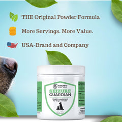 Nature's Pure Edge calm-dogs-cats packaging closeup; highlights natural ingredients for nervous system support.
