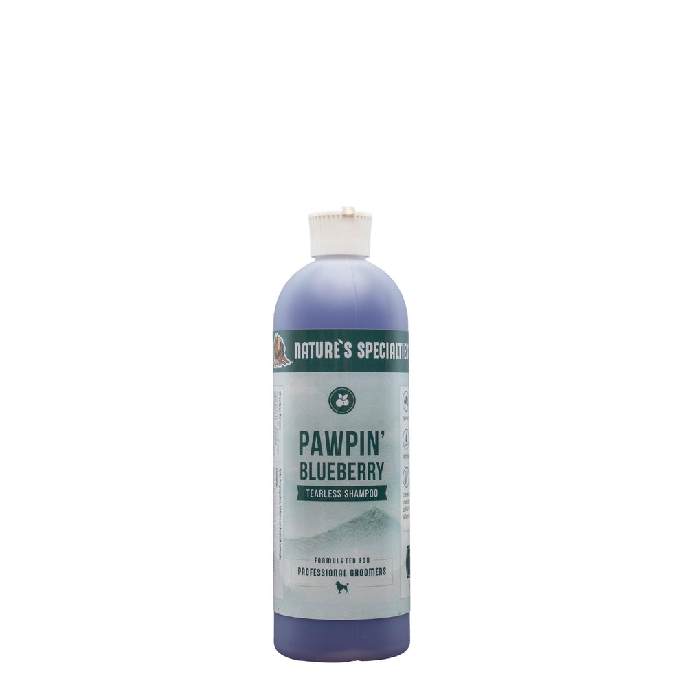 Nature's Specialties Pawpin' Blueberry bottle ready for quick, tearless baths