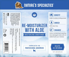 Nature's Specialties Remoisturizer close-up - blend of aloe, jojoba, and vitamins nourishes skin.