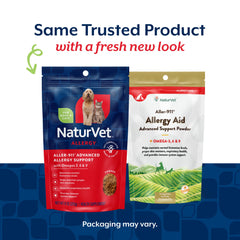 NaturVet Aller-911 powder scoop shows easy daily dosing for pet care.