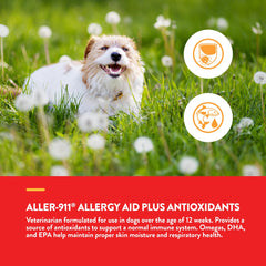 NaturVet Aller-911 USA-made label on packaging for trusted pet supplement