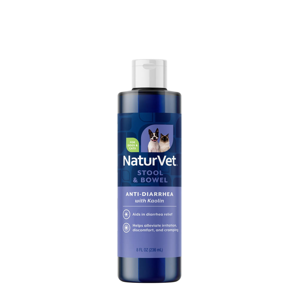 NaturVet anti-diarrhea liquid bottle supports digestive balance for pets.