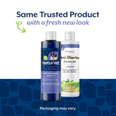 NaturVet anti-diarrhea liquid pour enables easy dosing for dogs and cats.