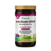 NaturVet ArthriSoothe-GOLD bottle displaying 120 chewable tablets for ongoing joint support.