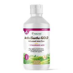 NaturVet ArthriSoothe-Gold Level 3 bottle pour for joint support.