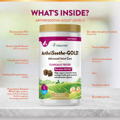 NaturVet ArthriSoothe-Gold Level 3 dog enjoys treat, depicting palatable joint care