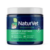 NaturVet Digestive Enzymes bottle with powder may support healthy digestion.