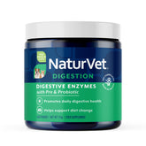 NaturVet Digestive Enzymes powder bottle supports easy dosing for dogs