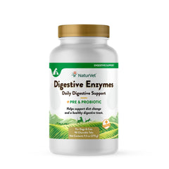 NaturVet Digestive Enzymes Plus Probiotics soft chews bottle for gentle canine digestion support