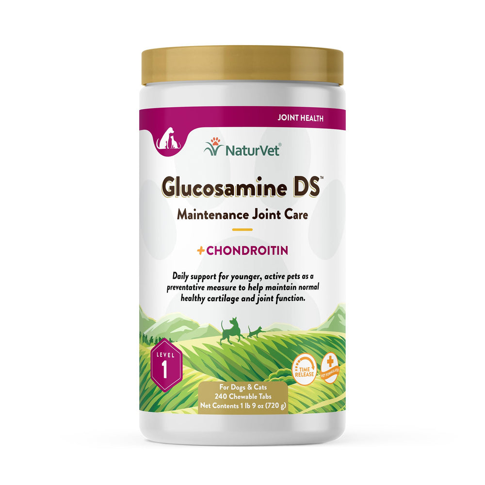 NaturVet Glucosamine DS bottle front view highlighting joint support for dogs and cats