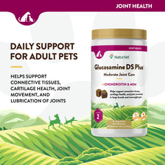 NaturVet Glucosamine DS Plus reseal jar emphasizes freshness and convenience.
