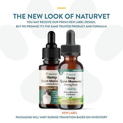 NaturVet Hemp Quiet Moments dropper closeup for easy dosing with stress support