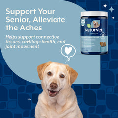 NaturVet Senior Advanced Joint Health glucosamine ingredient label highlights joint support potential.