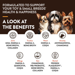 NaturVet Small Breeds Supplement chews in bowl emphasizing skin and coat care