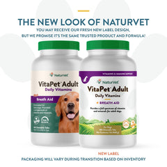 NaturVet VitaPet breath aid tablets close-up for fresher canine breath