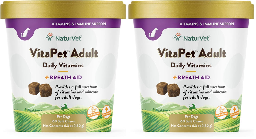 NaturVet VitaPet daily vitamins bottle supporting overall health for adult dogs