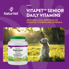 NaturVet VitaPet senior vitamins time-release graphic on label.