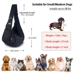 NATUYA Pet Dog Sling Carrier adjustable strap fits a range of users for hands-free comfort.