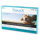 NausX motion sickness tablets bottle for dog travel comfort