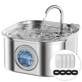 NautyPaws cat water fountain steel body for durable, easy cleaning.