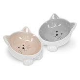Navaris ceramic cat bowls in grey and beige for comfortable feeding