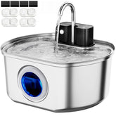 Neareal cat water fountain battery-operated on balcony showing cordless hydration benefit