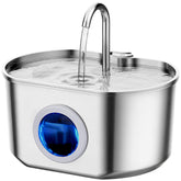 Neareal cat water fountain stainless steel with a water level window for easy monitoring.