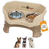 Neater Feeder Deluxe mess-proof setup showing spill containment for clean floors.
