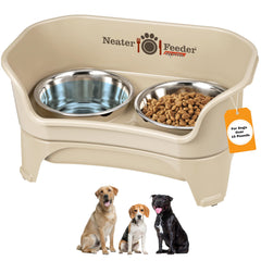 Neater Feeder Express stand and bowls on kitchen floor reduce mess during meals