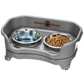 Neater Feeder Express stand with elevated bowls improves feeding posture and keeps mess contained.