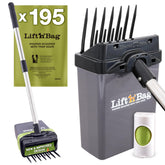 Neater Pet Brands Lift N’ Bag scoop-bin connection demonstrates a secure, efficient yard cleanup.