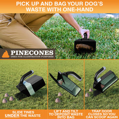 Neater Pet Brands Lift N’ Bag extra tines collect small waste pieces.
