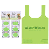 Neater Bags dispensing box shows tissue-like one-at-a-time access for quick pet waste pickup.