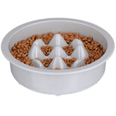 The Niner slow-feed bowl with raised peaks slows eating for healthier digestion.