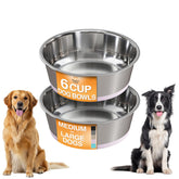 Neater Pet Brands pink stainless steel bowls with non-slip base prevent spills on floors.