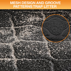 Neater Pets Neater Mat anti-slip back image shows secure setup for mess-free space