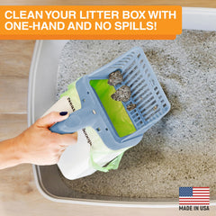 Neater Scooper bin inside demonstrates compact storage and clean containment between uses