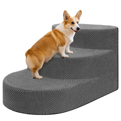NECKORY dog stairs 3-steps foam for easier bed access.