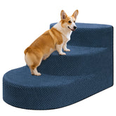 NECKORY dog stairs 3-steps navy offer compact design for easy pet access to beds and sofas.