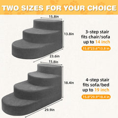 NECKORY dog stairs 4-steps foam provides stable access to high furniture.