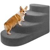 NECKORY dog stairs foam steps gray 4-steps on bed ease for small dogs