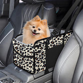 NECKORY portable dog car seat leopard front view enhances safety and visibility for small dogs.