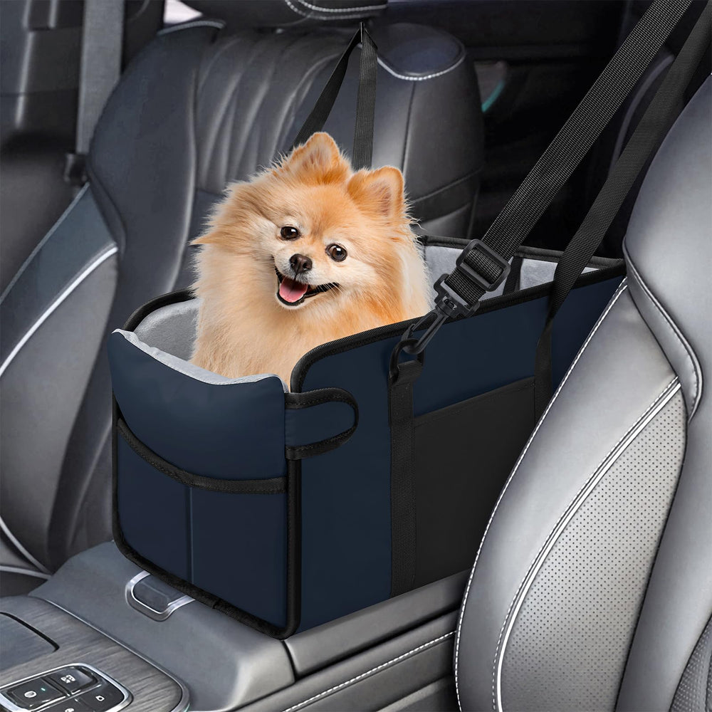 NECKORY portable dog car seat navy exterior for safer road trips and reduced driver distraction