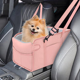 NECKORY portable dog car seat pink front view for safer, comfy car trips.