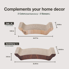 NECOICHI cardboard cat scratcher bed 22in dark cherry side profile highlighting durability